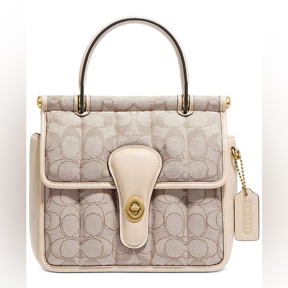 Coach Willis Top-Handle 18 In Signature Jacquard With Quilting - Picture 9 of 11